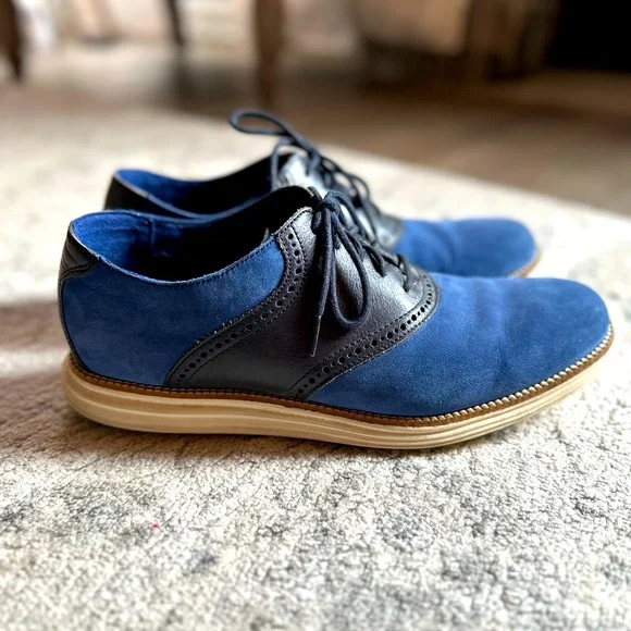 Men’s Shoes Size 10 | Cole Haan Grand OS Cobalt + Navy Blue Classic Saddle Shoe Navy Cole Haan Mens Grand+ Court Sneaker | Rack Room Shoes main image 4